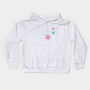 Blooming flowerdesign made of bright geometrical elements in pink and mint Kids Hoodie